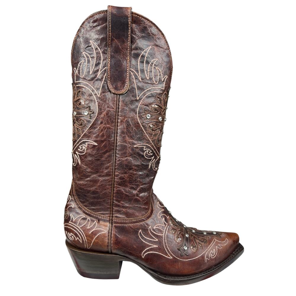 Cavenders By Old Gringo Brown Embroidered Cross Cowgirl Boots Size 6.5 B